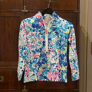 Lilly Pulitzer Girls Multicolor Tie Dye Half Zip Pullover